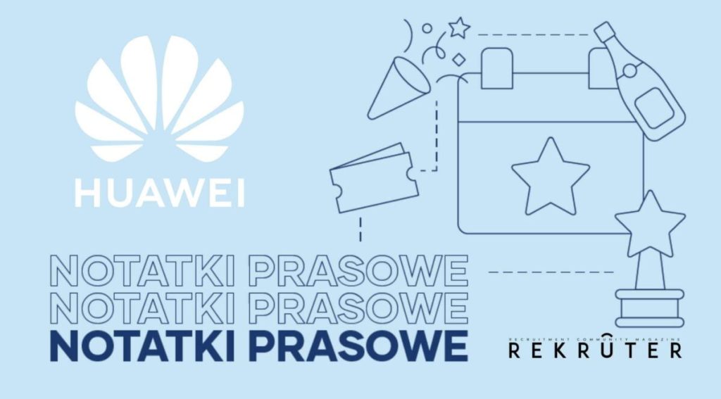 Ilustracja do artykułów o inicjatywach firmy HUAWEI. Przedstawia logo firmy HUAWEI i Magazynu Rekruter