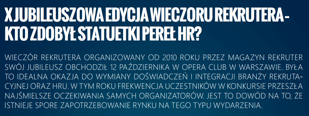 Grafika jest ilustracją do artykułu: Wieczór Rekrutera 2017- Podsumowanie