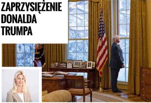 Zdjęcie jest ilustracją do artykułu pt: Donald Trump 45-ym prezydentem USA. Przedstawia gabinet owalny i prezydenta Trumpa przy oknie. W lewym dolnym rogu znajduje się zdjęcie Doroty Dabrowskiej|