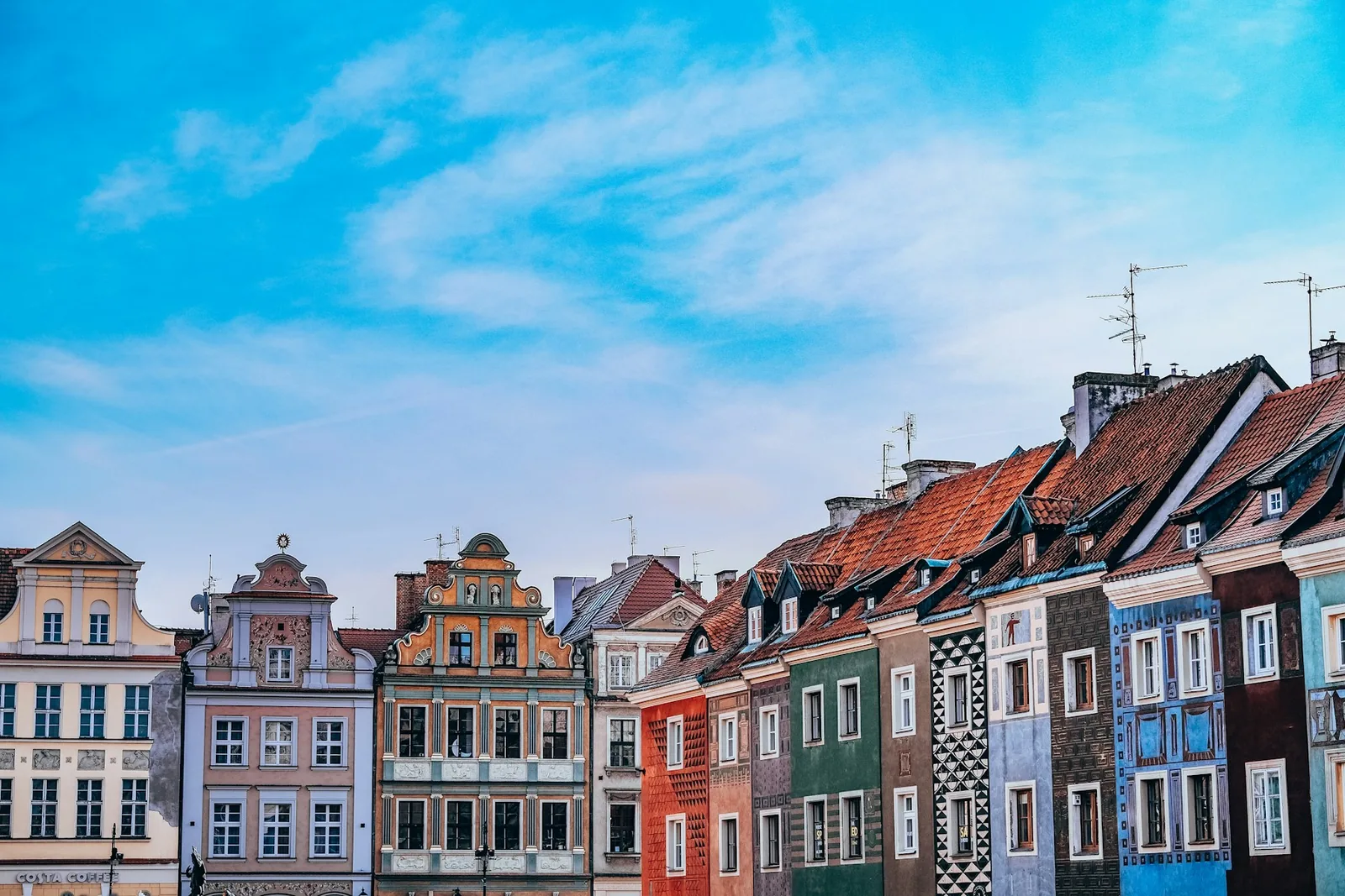 Colourful townhouses on Poznań's Old Market Square
