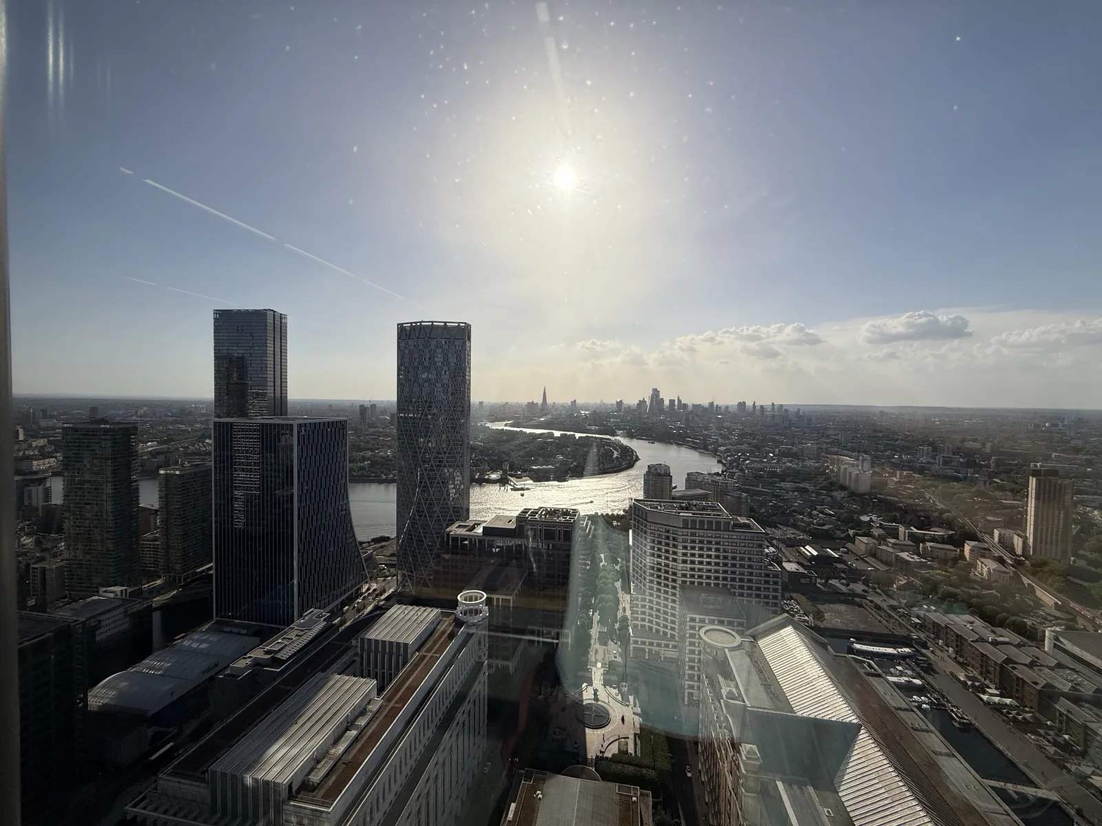 View over the Docklands and the Thames from Level39, Canary Wharf